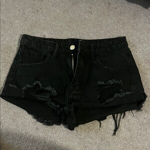 Black Distressed Women's Shorts